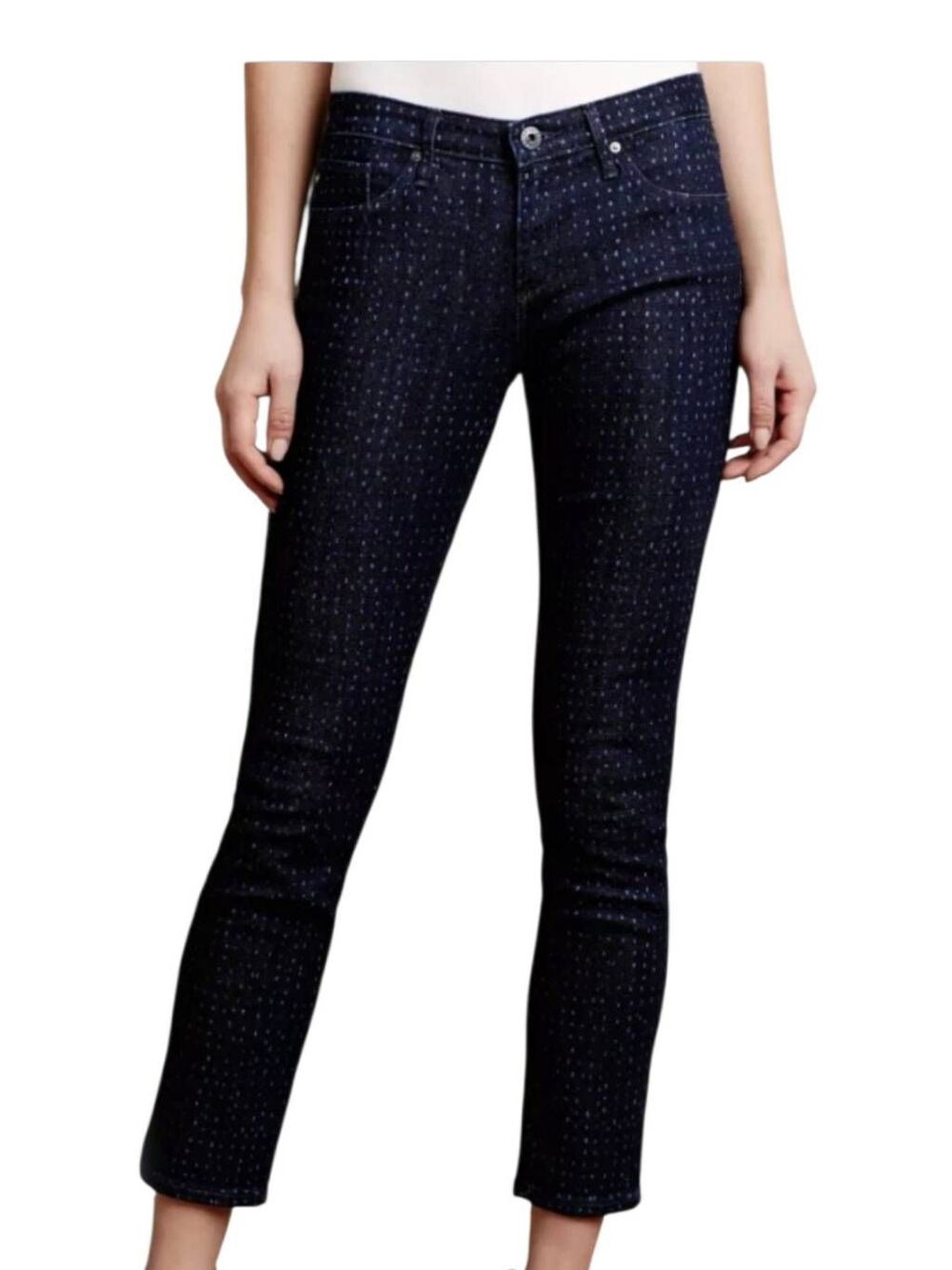AG Adriano Goldschmied Stevie Ankle Slim Straight Dotted Jeans 27R NWOT